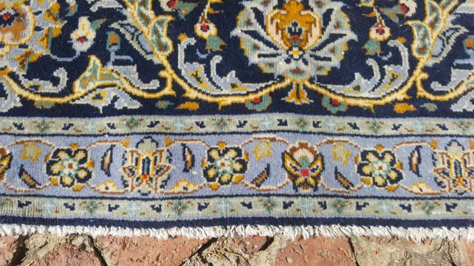 Stunning Authentic Persian Hand Knotted Kashan Carpet 3.75m x 2.40m ! - High Value Blue !!
