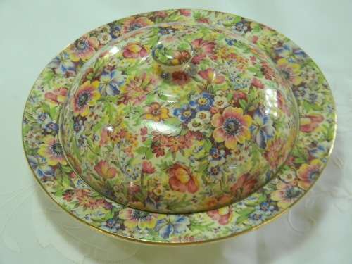 Stunning Royal Winton Sunshine Chintz Lidded Bowl - No Damage !