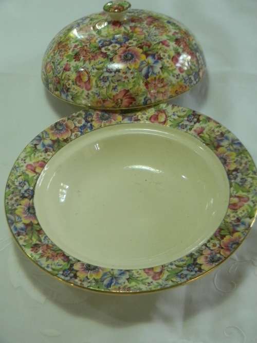 Stunning Royal Winton Sunshine Chintz Lidded Bowl - No Damage !