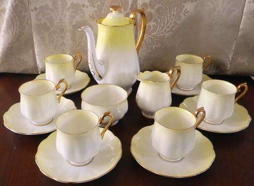 Superb 1950 Royal Albert Un-named Yellow Glaze 16 Piece Coffee Set - No - Damage Grade A