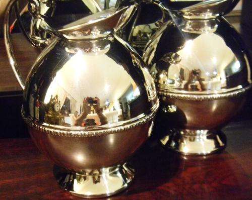 Elegant Pair of Large Bulky Silver Plated Water Jugs - Simply Stunning!