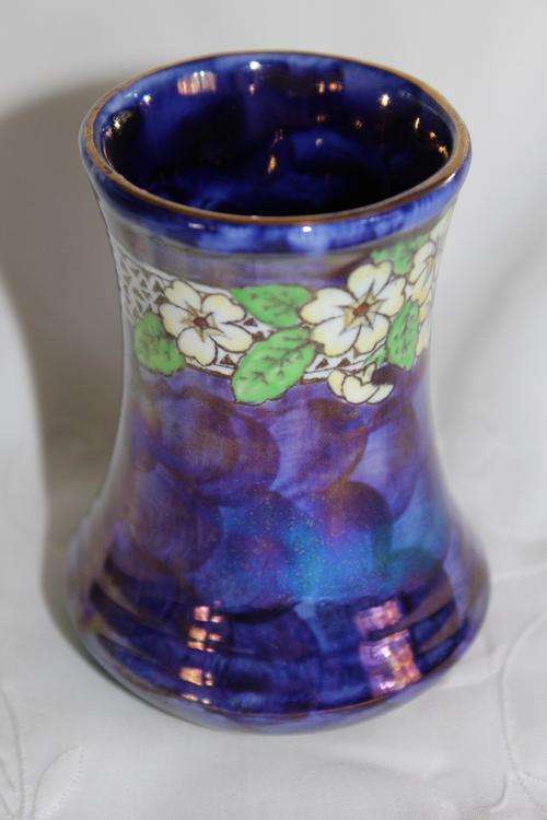 Ultra Rare Maling Primrose Border, Still Blue - Lustre Posy Vase C.1930-1940 - No Damage!