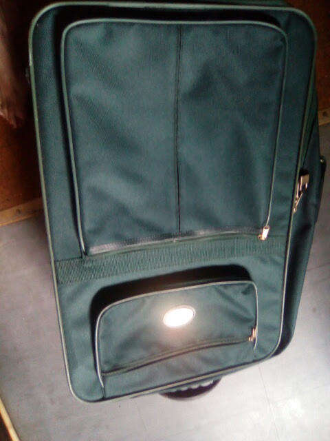 Green Duigui suit case on wheels