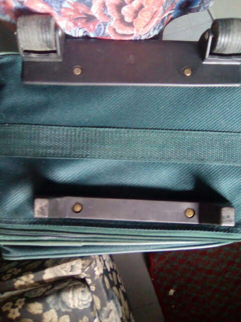 Green Duigui suit case on wheels