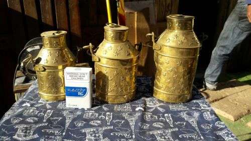 3 copper/brass milk cans