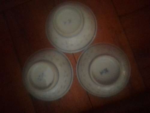 11 of 6 cm porcelain  bowls and 11 rice spoons