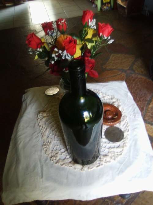 Dark green 5 liter port wine bottle