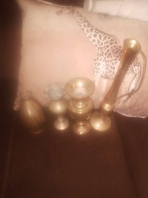 4 brass copper vases