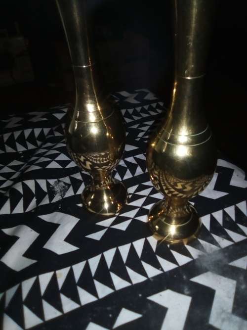 2 BRASS VASES