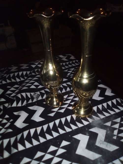 2 BRASS VASES