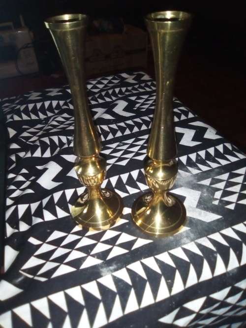 2 BRASS VASES