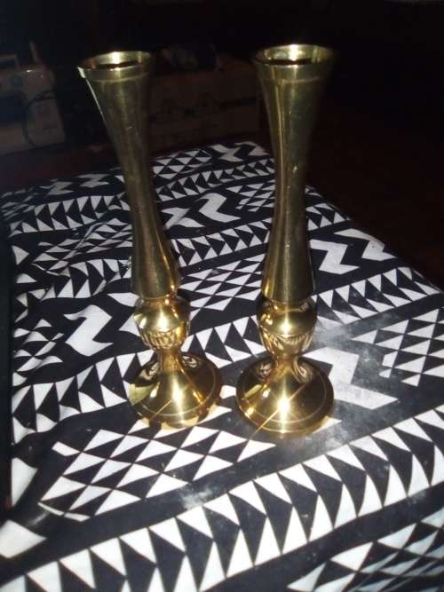 2 BRASS VASES