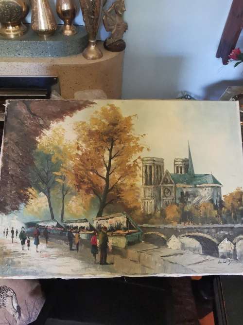 EUROPEAN STREET SCENE OIL PAINTING ON CANVAS BY DU BOIS