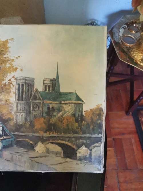 EUROPEAN STREET SCENE OIL PAINTING ON CANVAS BY DU BOIS