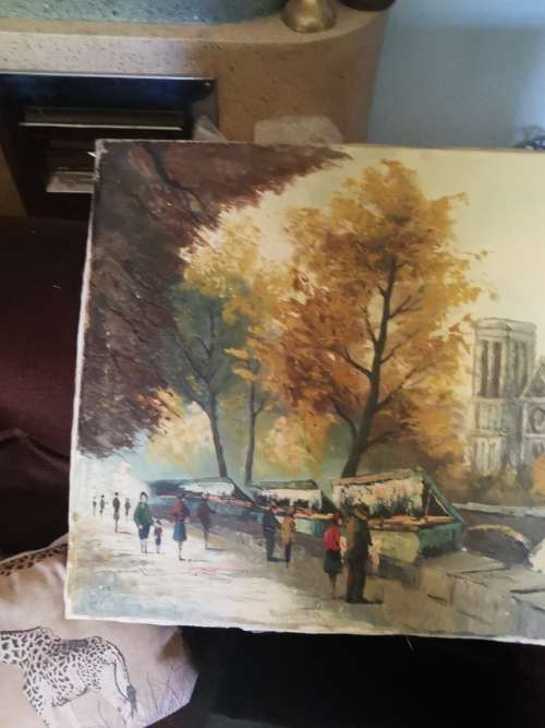 EUROPEAN STREET SCENE OIL PAINTING ON CANVAS BY DU BOIS