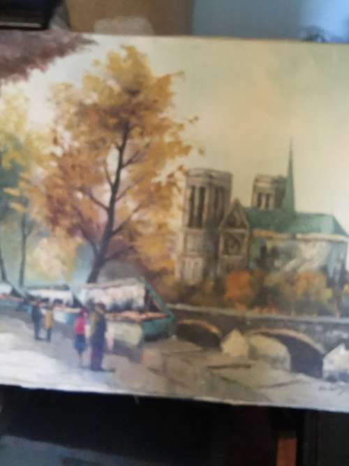 EUROPEAN STREET SCENE OIL PAINTING ON CANVAS BY DU BOIS