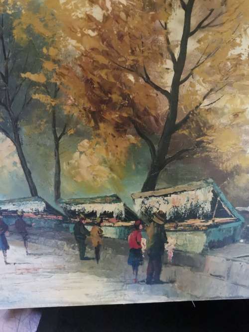 EUROPEAN STREET SCENE OIL PAINTING ON CANVAS BY DU BOIS