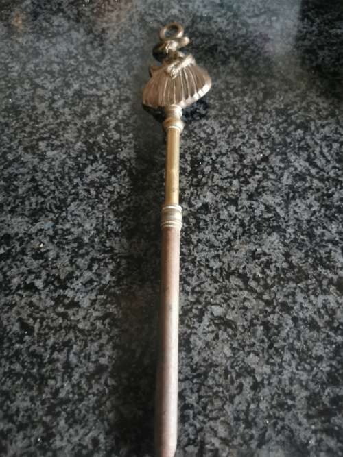 ANTIQUE BRASS FIRE PLACE TOASTING ENGLAND CRINOLENE LADY