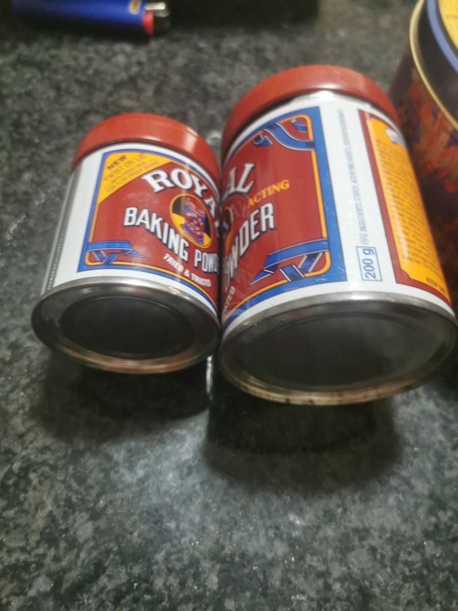 2 VINTAGE ROYAL BAKING POWDER TINS