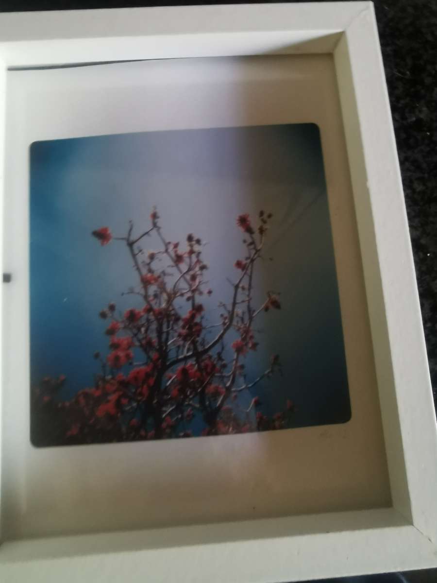 VINTAGE WHITE PICTURE FRAME WITH GLASS