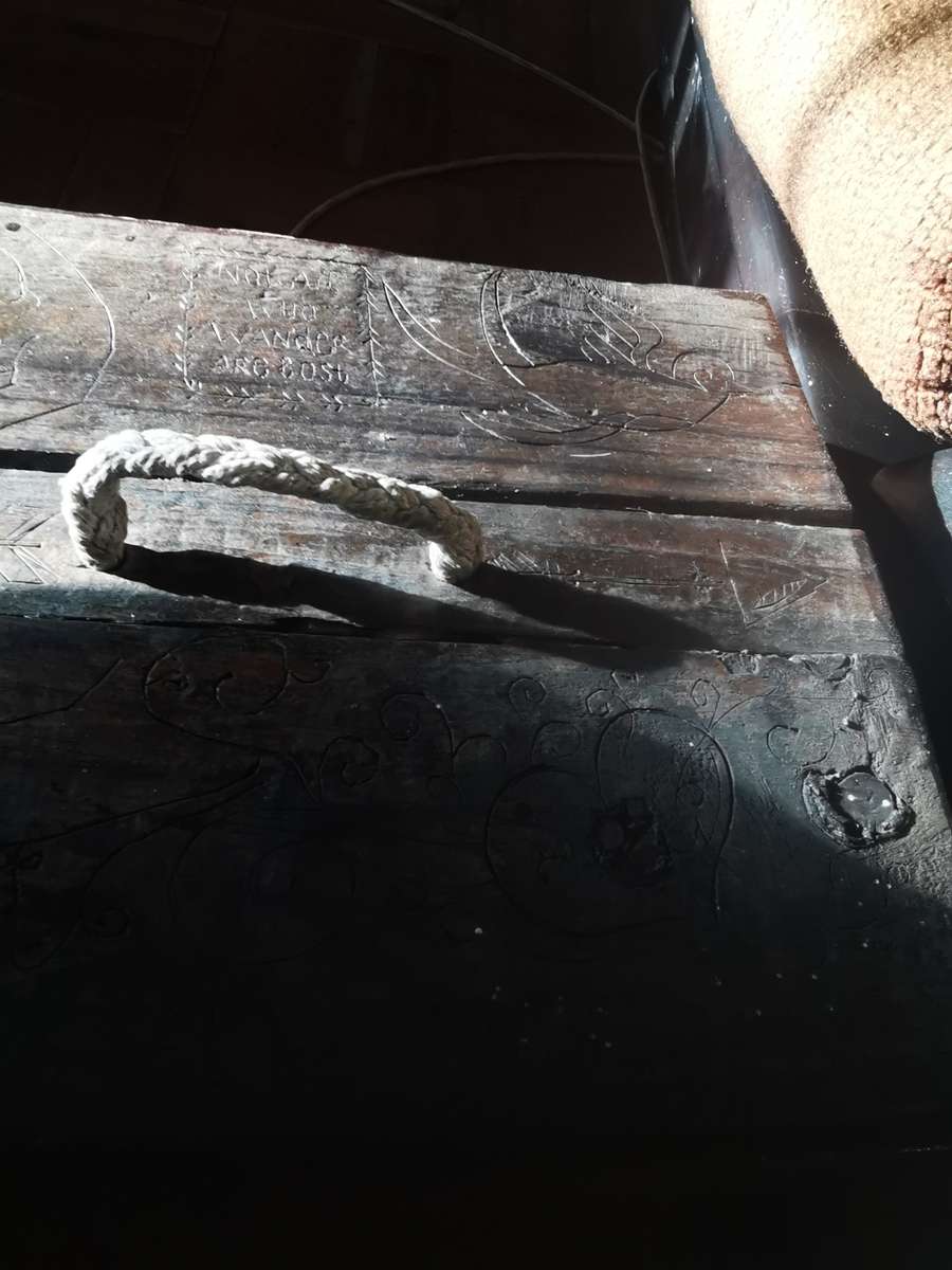 VINTAGE WOODEN   HANDMADE  FAMILY KIST