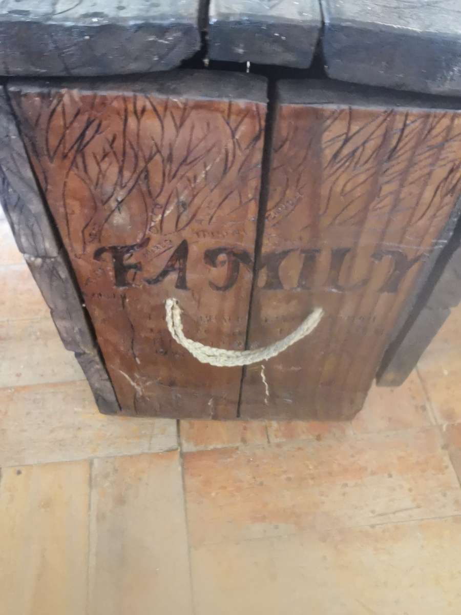 VINTAGE WOODEN   HANDMADE  FAMILY KIST