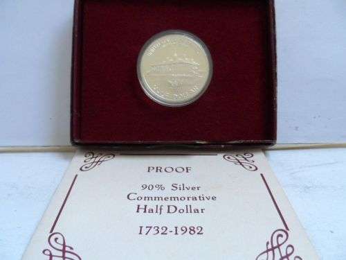 proof silver commemorative half dollar 1732-1982