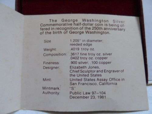 proof silver commemorative half dollar 1732-1982