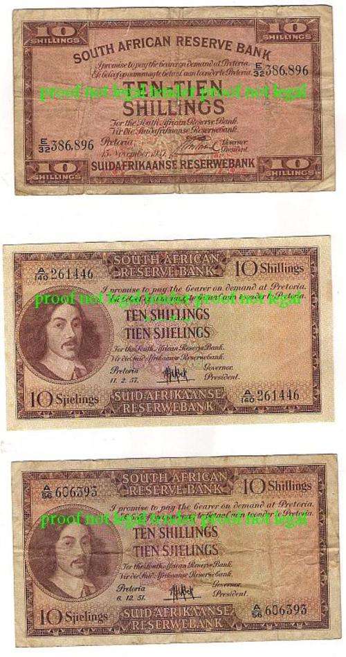 3 x ten shilling notes
