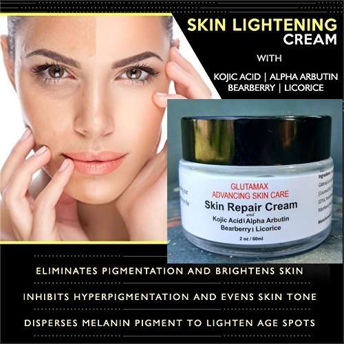 Glutamax Skin Lightening Cream with Kojic Acid Alpha Arbutin Bearberry Licorice - 2oz- 60ml