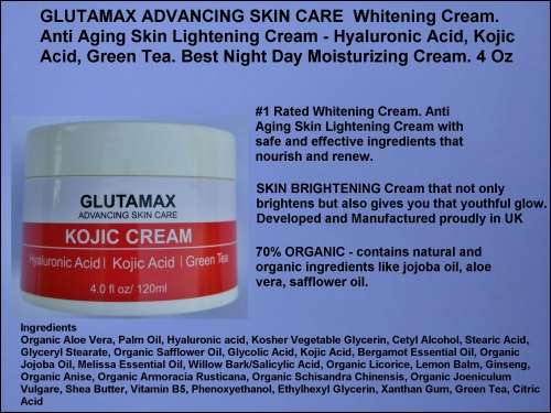 Glutamax  Whitening Cream. Anti Aging Skin Lightening Cream - 4 Oz- 120ml