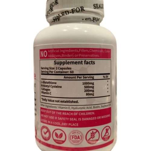 L-Glutathione Supplements for skin lightening 1780mg - 60 Softgels