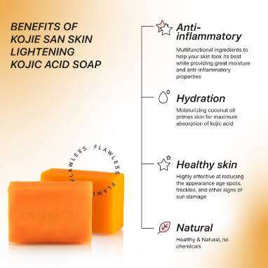 Original Kojie San Skin Lightening Kojic Acid Soap 100g  x3 bars