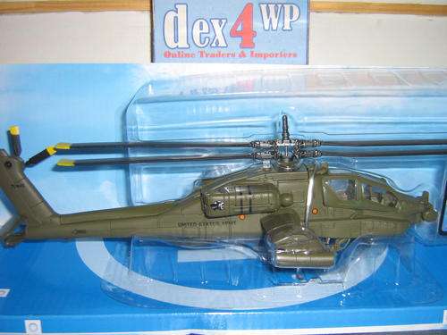Auction: Die Cast : Die Cast : Helicopter -AH-64-APACHE - Scale 1/55 (Stand Included)