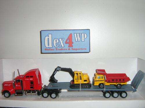 Auction: Truck with Construction Load Flatbed Trailer - Scale 1/65