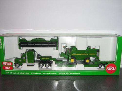 John Deere US-Truck with Combine Harvester (Scale 1/.87) by Siku