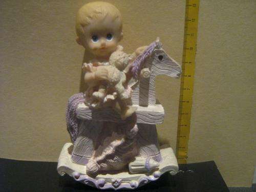 Ornament (Ceramic) - Girl Baby (on rocking horse)