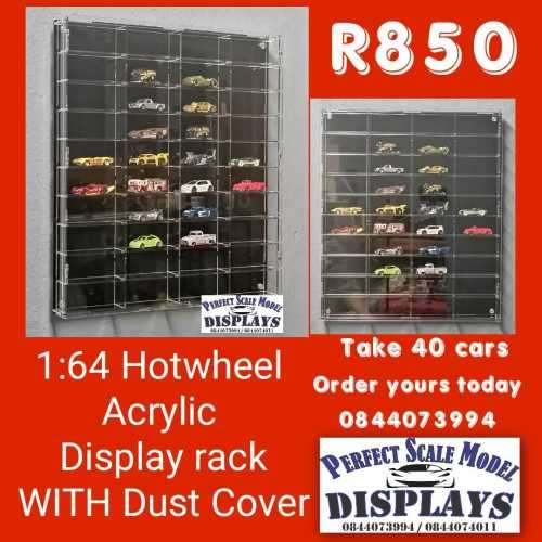 Hotwheels 1/64 scales Acrylic Display rack. Takes 40 cars