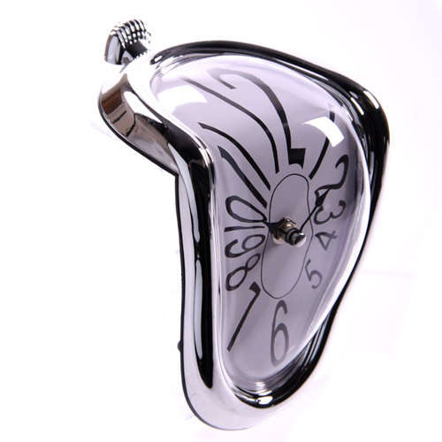 Melting Shelf Clock With Silver Frame Retro Dali Clock! Great Gift Idea!
