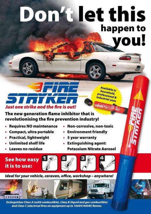 FIRE STRYKER, THE NO MAINTENANCE FIRE EXTINGUISHER EVERY HOME & CAR NEEDS & GREAT GIFT!!