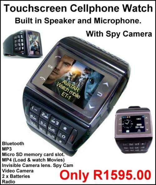 TOUCHSCREEN CELLPHONE WATCH WITH BUILT IN SPEAKER, MICROPHONE & CAMERA GREAT CHRISTMAS GIFT!!