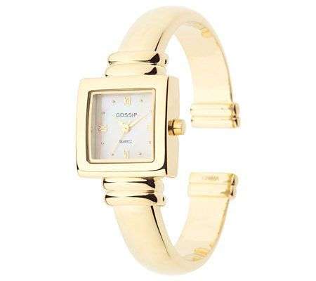 Lady's Goldtone, Square Case, Mother-of-Pearl, Cuff Watch