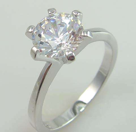 9CT WHITE GOLD CLAD CUBIC ZIRCONIUM RING