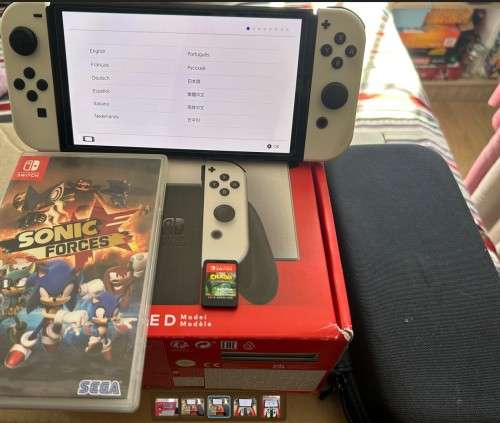 Switch Oled White + 128GB Memory Card+ 2 Games