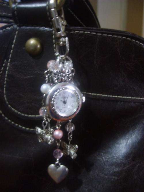 Lovely handbag charm with watch