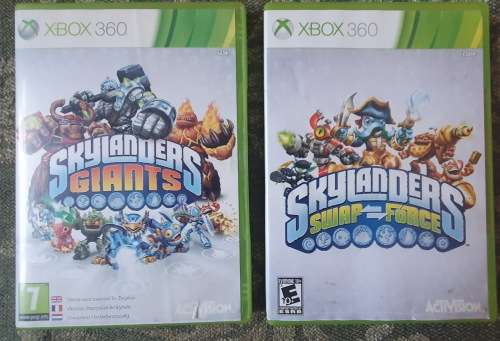 XBOX360 `Skylanders Giants` and `Skylanders Swap Force` Games with portals and 23 figurines