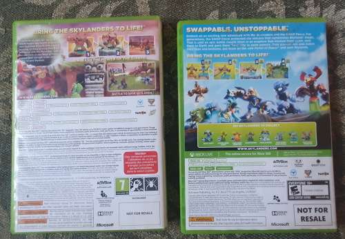 XBOX360 `Skylanders Giants` and `Skylanders Swap Force` Games with portals and 23 figurines