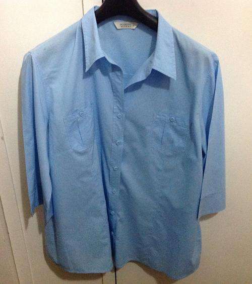 Light Blue Cotton Shirt 3/4 Sleeves Size 20 Woolworths
