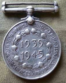 SA war Services Medal. No Ribbon. Silver. Named! Rare