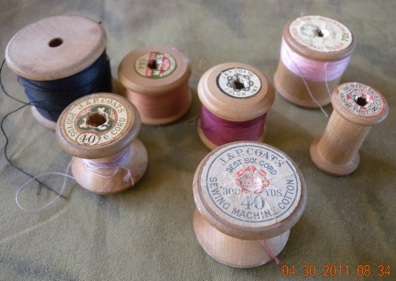 Wooden Cotton reels. Old.